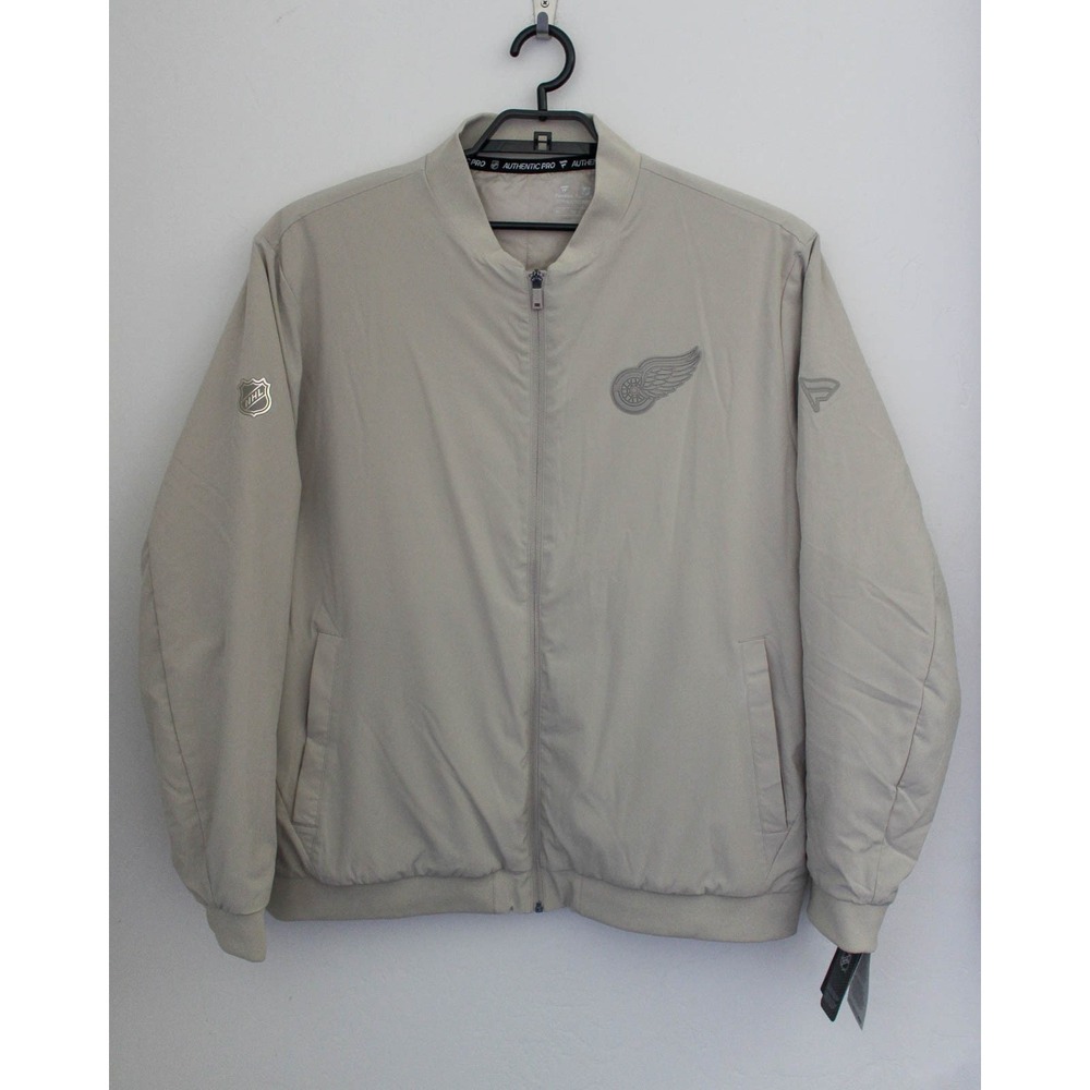 Detroit Red Wings Jacket Coat Mens XL Gray NHL Fanatics Pro Bomber Full Zip